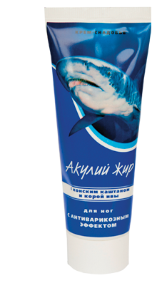 Крем для ног антиварикозный Акулий жир с конским каштаном и корой ивы